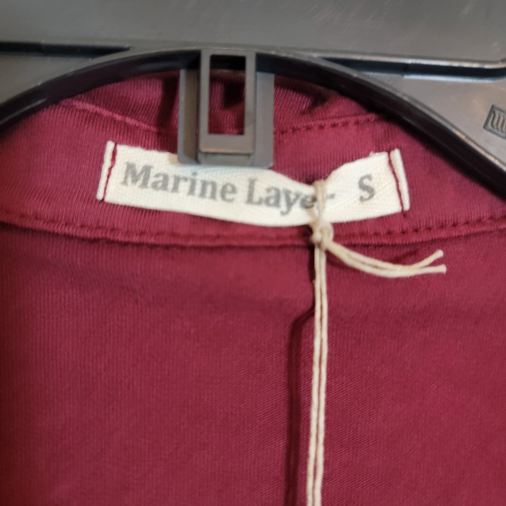 Marine Layer Combed Cotton Button Down Tibetan Red Small NEW Long Sleeve Collar - Picture 10 of 13